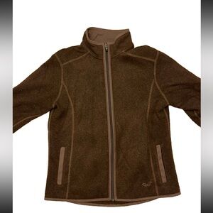 Kuhl Full Zip Jacket Alfpaca Fleece Brown Thumb Holes Women’s Medium